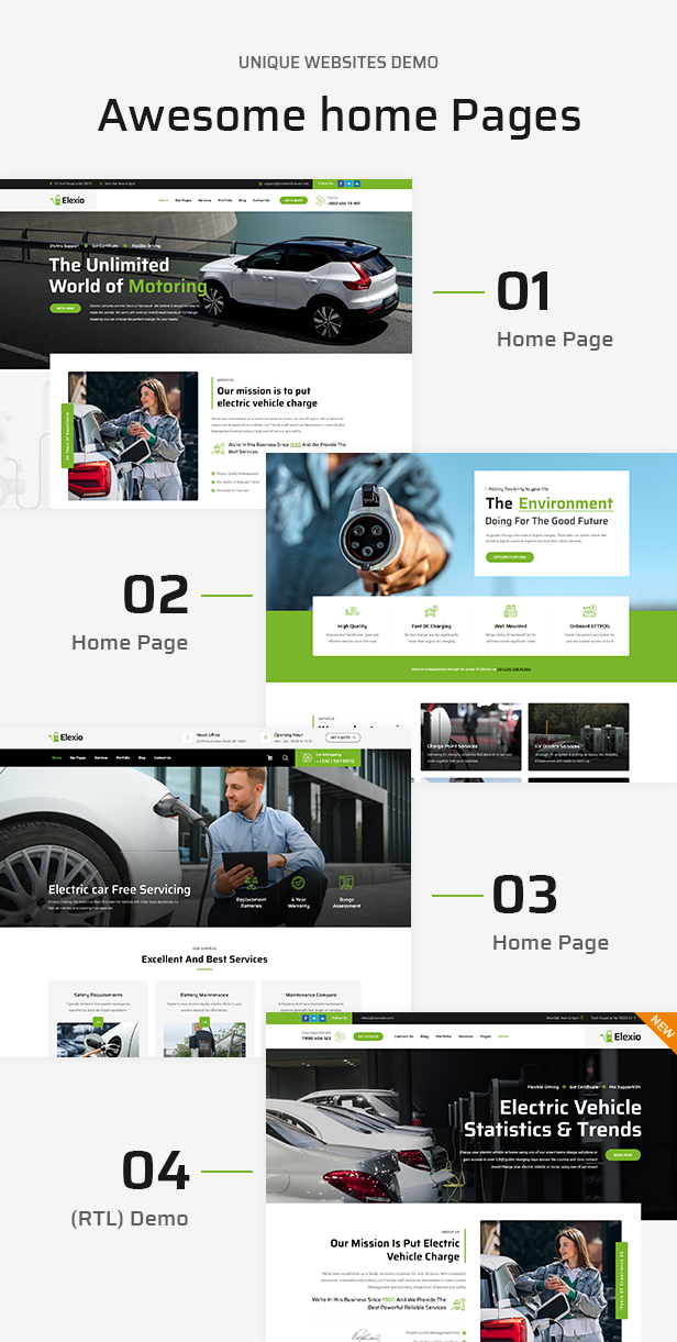 Elexio - Electric Mobility WordPress Theme + RTL